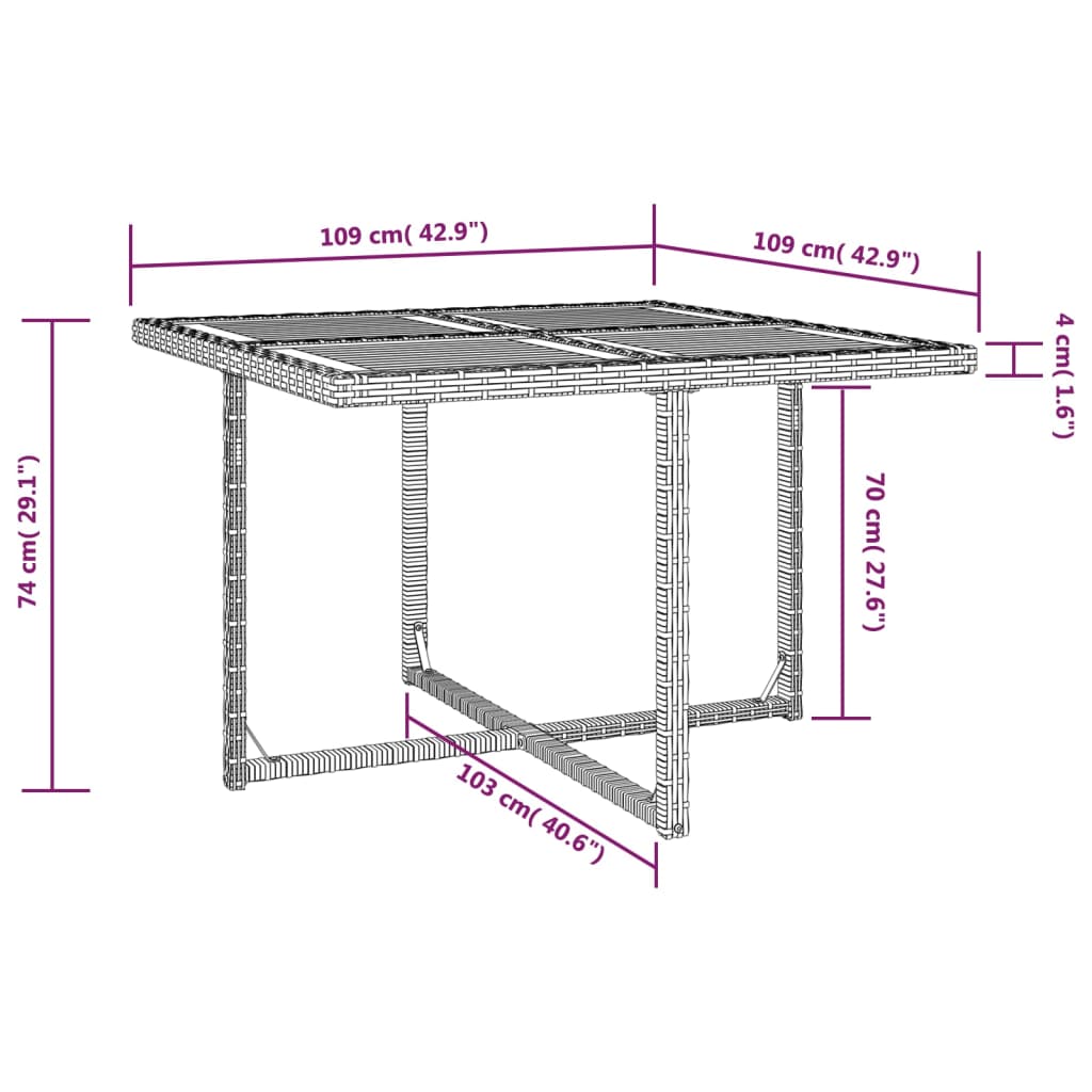 Set da Pranzo da Giardino 9 pz in Polyrattan e Acacia Nero