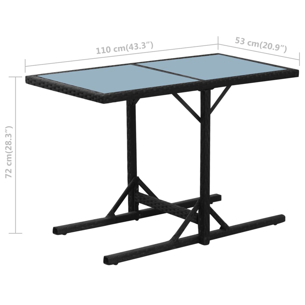 Set da Bistrot 3 pz con Cuscini in Polyrattan Nero