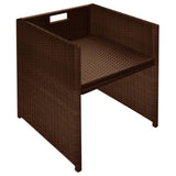 Set da Bistrot 3 pz con Cuscini in Polyrattan Marrone