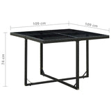 Set da Pranzo da Giardino 9 pz con Cuscini in Polyrattan Nero