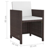 Set da Pranzo da Giardino 9 pz con Cuscini Polyrattan Marrone