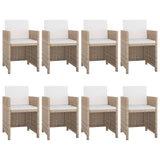 Set da Pranzo da Giardino 9 pz con Cuscini in Polyrattan Beige