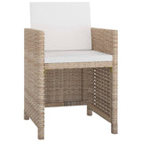 Set da Pranzo da Giardino 11 pz con Cuscini in Polyrattan Beige