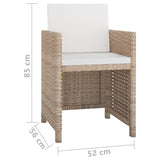 Set da Pranzo da Giardino 11 pz con Cuscini in Polyrattan Beige