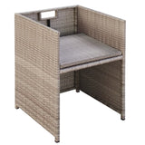 Set da Pranzo da Giardino 9 pz con Cuscini in Polyrattan Beige