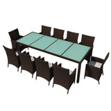 Set da Pranzo da Giardino 11 pz e Cuscini in Polyrattan Marrone