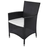 Set da Pranzo da Giardino 11 pz con Cuscini in Polyrattan Nero