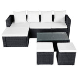 Set Divani da Giardino 4 pz con Cuscini in Polyrattan Nero