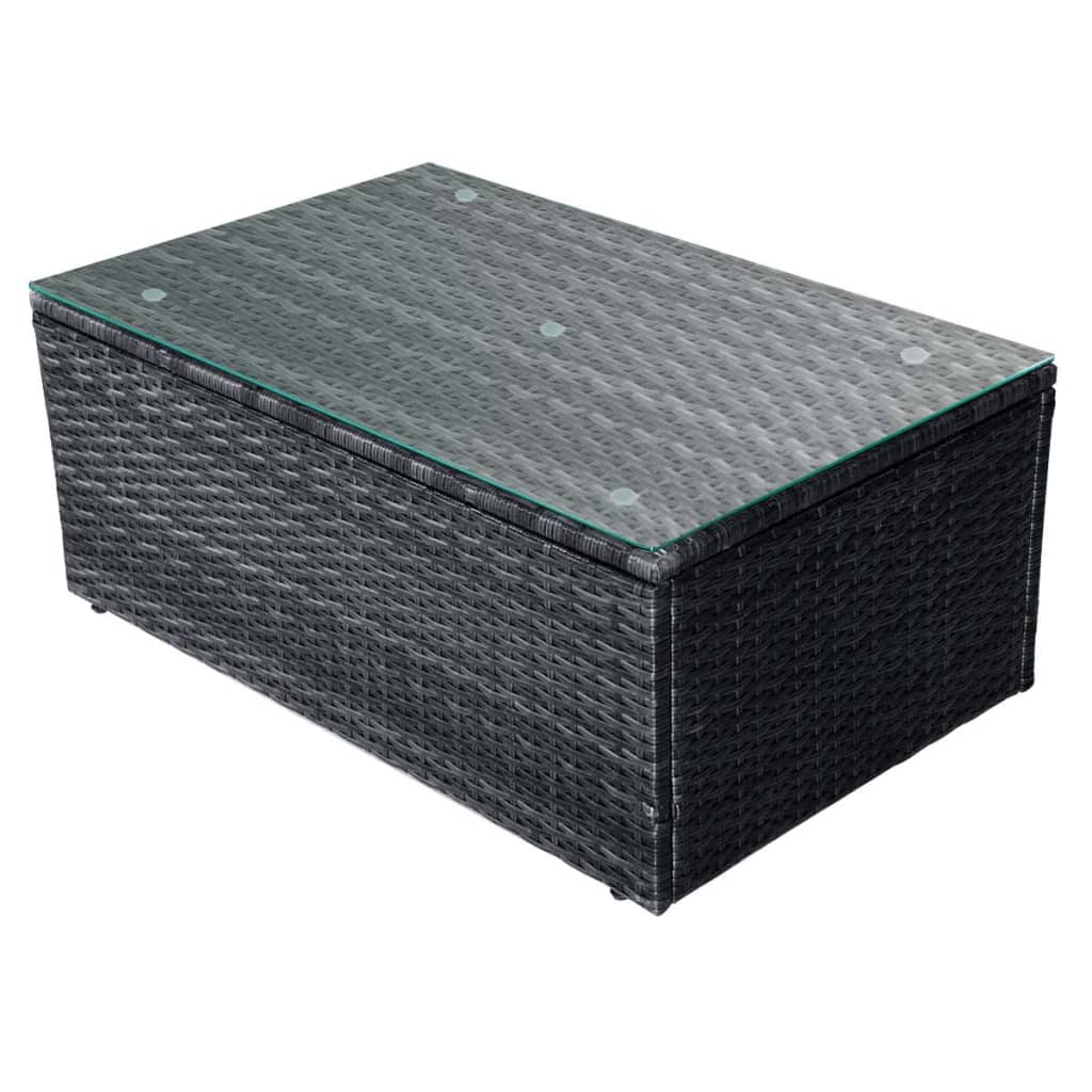 Set Divani da Giardino 4 pz con Cuscini in Polyrattan Nero