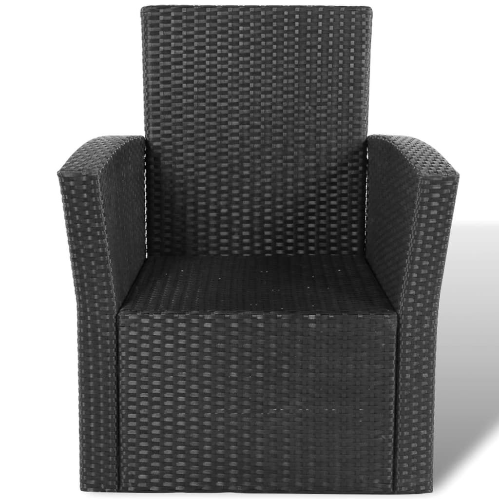 Set Divani da Giardino 4 pz con Cuscini in Polyrattan Nero