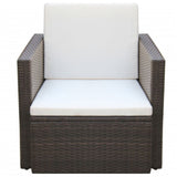 Sedia da Giardino con Cuscini in Polyrattan Marrone