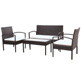 Set Divani da Giardino 4 pz con Cuscini in Polyrattan Marrone