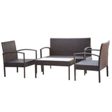 Set Divani da Giardino 4 pz con Cuscini in Polyrattan Marrone