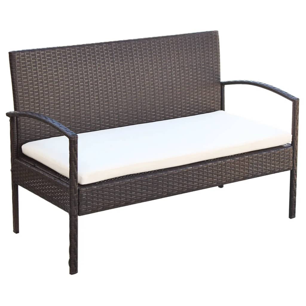 Set Divani da Giardino 4 pz con Cuscini in Polyrattan Marrone