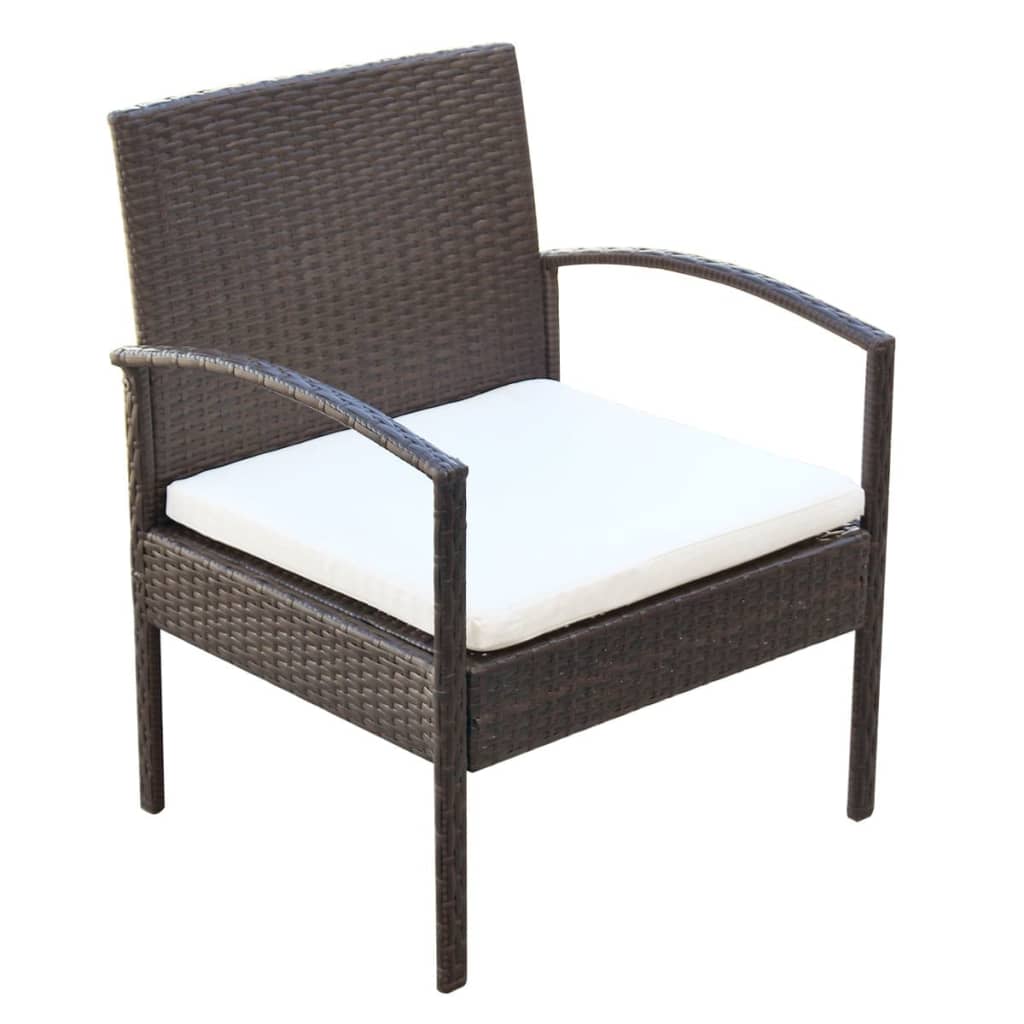 Set Divani da Giardino 4 pz con Cuscini in Polyrattan Marrone