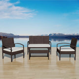 Set Divani da Giardino 4 pz con Cuscini in Polyrattan Marrone