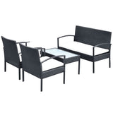 Set Divani da Giardino 4 pz con Cuscini in Polyrattan Nero