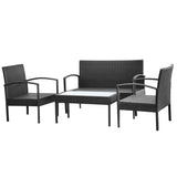 Set Divani da Giardino 4 pz con Cuscini in Polyrattan Nero