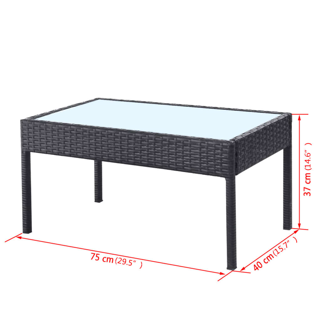 Set Divani da Giardino 4 pz con Cuscini in Polyrattan Nero