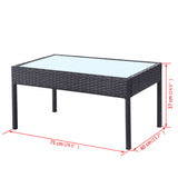 Set Divani da Giardino 4 pz con Cuscini in Polyrattan Nero