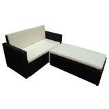 Set Divani da Giardino 2 pz con Cuscini in Polyrattan Nero