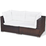 Set Divani da Giardino 5 pz con Cuscini in Polyrattan Marrone