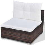 Set Divani da Giardino 5 pz con Cuscini in Polyrattan Marrone