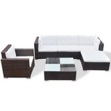 Set Divani da Giardino 6 pz con Cuscini in Polyrattan Marrone