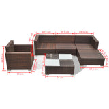 Set Divani da Giardino 6 pz con Cuscini in Polyrattan Marrone