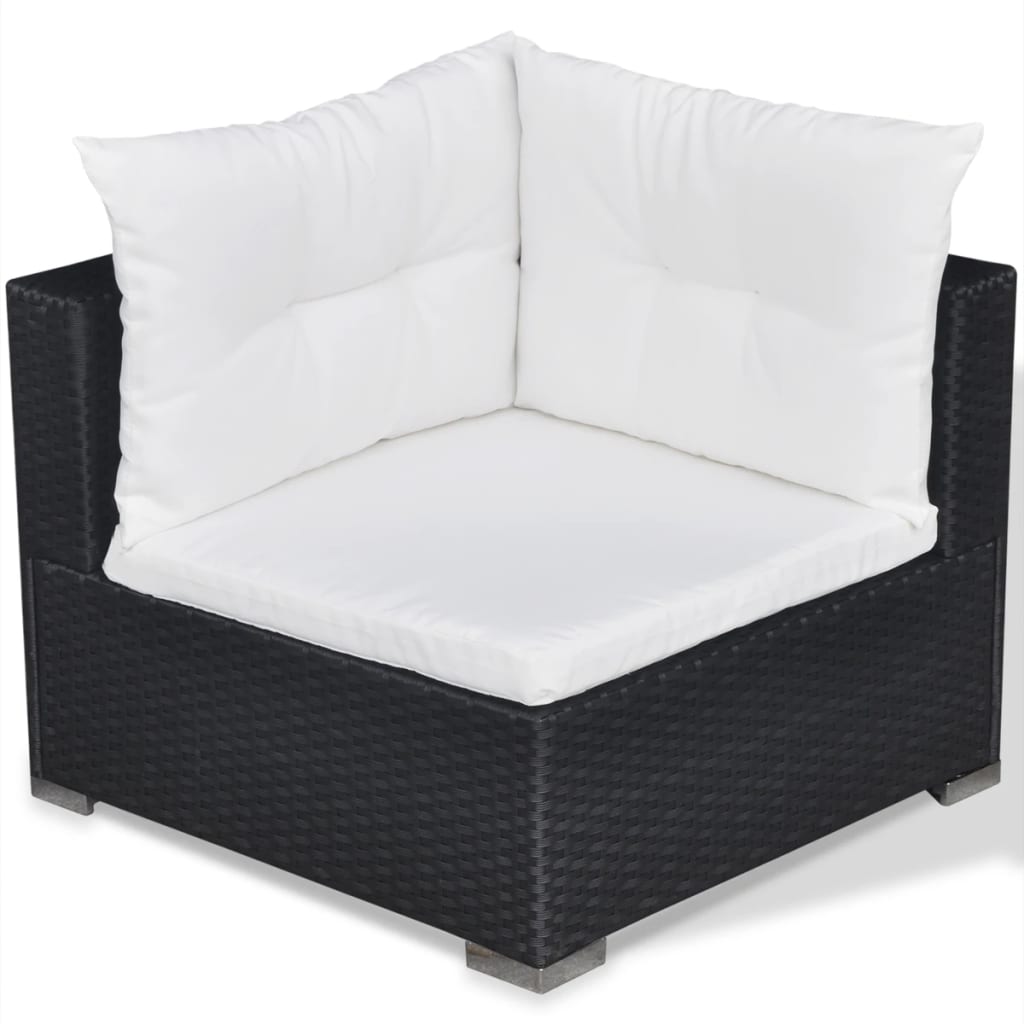 Set Divani da Giardino 6 pz con Cuscini in Polyrattan Nero