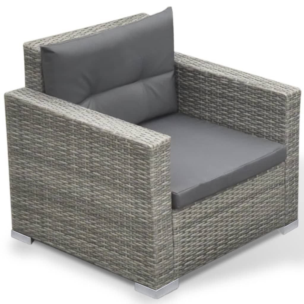 Set Divani da Giardino 6 pz con Cuscini in Polyrattan Grigio