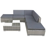 Set Divani da Giardino 6 pz con Cuscini in Polyrattan Grigio