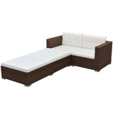 Set Divani da Giardino 3 pz con Cuscini in Polyrattan Marrone