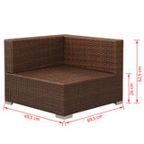 Set Divani da Giardino 3 pz con Cuscini in Polyrattan Marrone