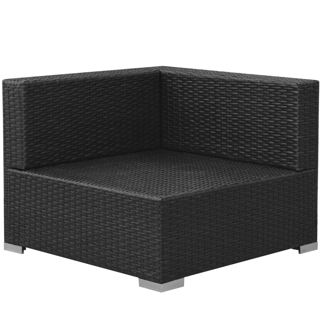 Set Divani da Giardino 3 pz con Cuscini in Polyrattan Nero