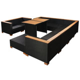 Set Divani da Giardino 10 pz con Cuscini in Polyrattan Nero