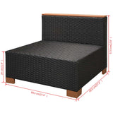 Set Divani da Giardino 10 pz con Cuscini in Polyrattan Nero