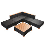 Set Divani da Giardino 6 pz con Cuscini in Polyrattan Nero