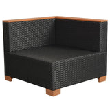 Set Divani da Giardino 6 pz con Cuscini in Polyrattan Nero