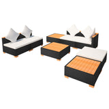 Set Divani da Giardino 8 pz con Cuscini in Polyrattan Nero