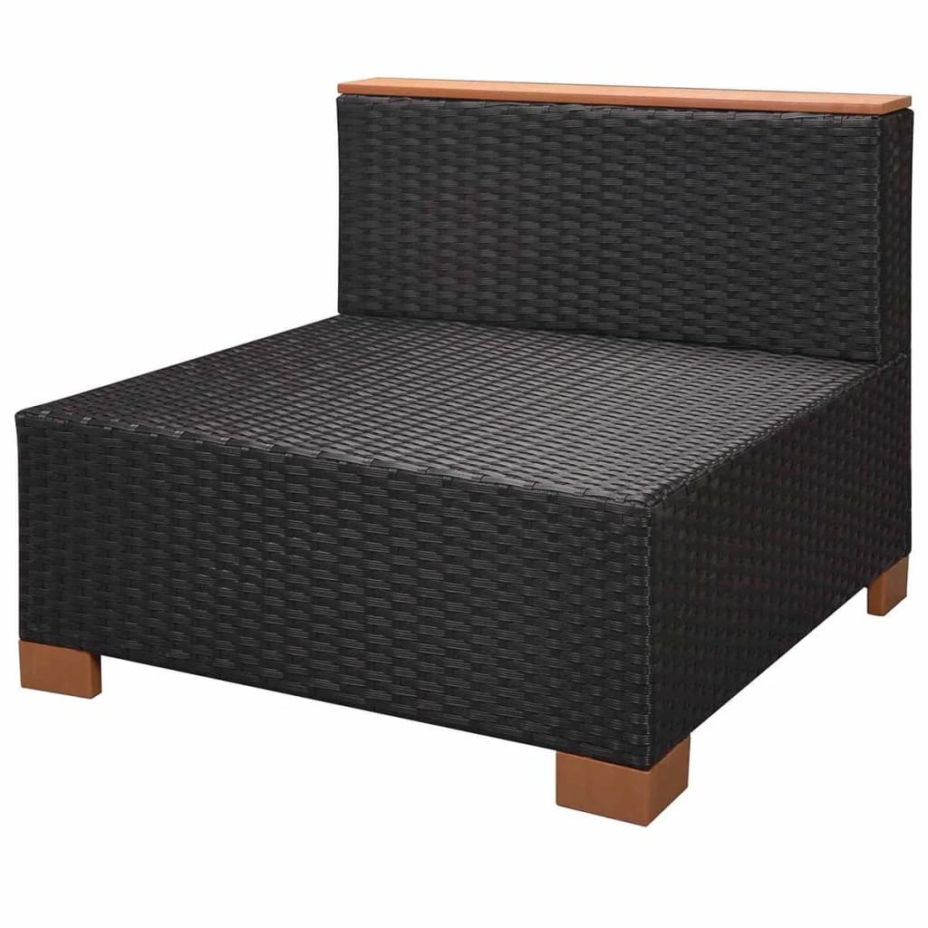 Set Divani da Giardino 7 pz con Cuscini in Polyrattan Nero