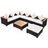 Set Divani da Giardino 8 pz con Cuscini in Polyrattan Nero