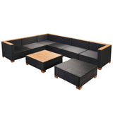 Set Divani da Giardino 8 pz con Cuscini in Polyrattan Nero