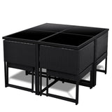 Set da Pranzo da Esterno 9 pz con Cuscini in Polyrattan Nero