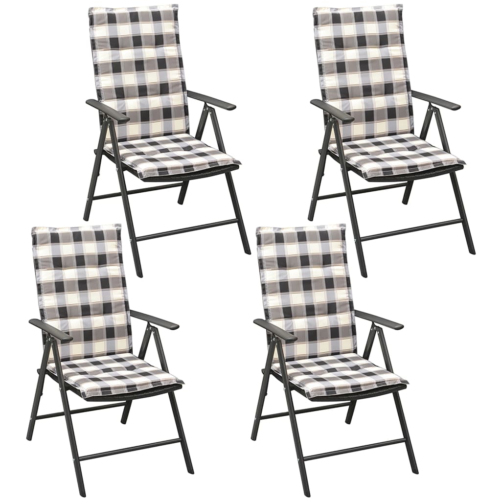 Set da Pranzo da Giardino 5 pz con Cuscini in Alluminio Nero