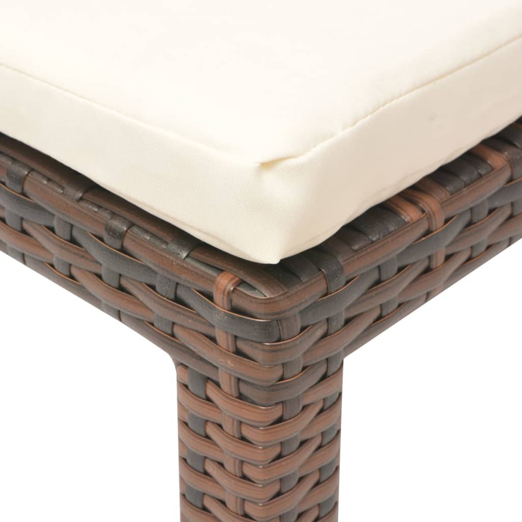 Lettino Prendisole con Cuscino in Polyrattan Marrone