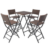 Set da Giardino 5 pz Pieghevole in Acciaio e Polyrattan Marrone