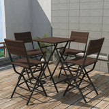 Set da Giardino 5 pz Pieghevole in Acciaio e Polyrattan Marrone