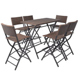 Set da Giardino 7 pz Pieghevole in Acciaio e Polyrattan Marrone