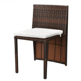 Set da Bistrot 3 pz con Cuscini in Polyrattan Marrone